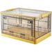 52 Liters Large Clear Plastic Storage Box with Lid Wheels Collapsible Storage Bins with Double Doors Stackable Folding Container Organizer Cube for Home Office Closet52 Liters 1 Count (Yellow)