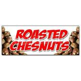 ROASTED CHESTNUTS BANNER SIGN cooked open flame snack nuts peanuts food