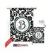 Breeze Decor 30054 Damask B Monogram 2-Sided Vertical Impression House Flag - 28 x 40 in.