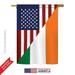 Breeze Decor 08237 US Irish Friendship 2-Sided Vertical Impression House Flag - 28 x 40 in.