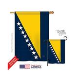 Breeze Decor 08193 Bosnia & Herzegovina 2-Sided Vertical Impression House Flag - 28 x 40 in.