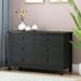 Retro Drawer Dresser Cabinet Bar Cabinet Storge Cabinet with 6 Large Drawers Wood Storage Tower Clothes Organizer Sofa Table with Shell-shaped Handle for Living Room Bedroom Hallway Black