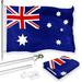 G128 Combo Pack: 6 Feet Tangle Free Spinning Flagpole (Silver) Australia Australian Flag 3x5 ft Printed 150D Brass Grommets (Flag Included) Aluminum Flag Pole