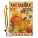 Breeze Decor BD-HA-HS-113038-IP-BO-D-IM10-BD 28 x 40 in. Welcome Fall Pumpkins Harvest & Autumn Impressions Decorative Vertical Double Sided House Flag Set with Pole Bracket Hardware