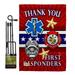 First Responders Americana Military Impressions Decorative Vertical 13 x 18.5 Double Sided Garden Flag Set Metal Pole Hardware