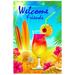 Hello Summer Tropical Beach Outdoor House Flag 28 x 40