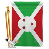 Breeze Decor BD-CY-HS-108365-IP-BO-D-US15-BD 28 x 40 in. Burundi Flags of the World Nationality Impressions Decorative Vertical Double Sided House Flag Set with Pole Bracket Hardware