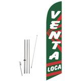Cobb Promo Venta Loca Green Feather Flag with Complete 15ft Pole kit and Ground Spike