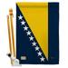 Breeze Decor BD-CY-HS-108193-IP-BO-D-US14-BD 28 x 40 in. Bosnia & Herzegovina Flags of the World Nationality Impressions Decorative Vertical Double Sided House Flag Set with Pole Bracket & Hardware