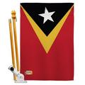 Americana Home & Garden AA-CY-HS-140072-IP-BO-D-US18-AG 28 x 40 in. East Timor Flags of the World Nationality Impressions Decorative Vertical Double Sided House Flag Set & Pole Bracket Hardware Flag S