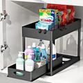 Nokiwiqis Kitchen Organizer Handle Sliding Basket Design 2-layer Storage Cabinet Large Capacity