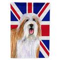 Carolines Treasures LH9482CHF Bearded Collie with English Union Jack British Flag Flag Canvas House Size House Size