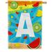 America Forever Summer Watermelon Monogram House Flag Letter A 28 x 40 inches Fruit Kiwi Pineapple Double Sided Vertical Outdoor Yard Lawn Decorative Fun Refreshing Summertime House Flag