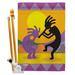 Breeze Decor BD-SW-HS-115142-IP-BO-D-US18-BD 28 x 40 in. Vertical Kokopelli Country & Primitive Southwest Impressions Decorative Double Sided House Flag Set with Pole & Bracket Hardware