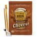 Breeze Decor BD-BV-HS-117038-IP-BO-D-US16-BD 28 x 40 in. Its Always Beer O Clock Happy Hour & Drinks Beverages Impressions Decorative Vertical Double Sided House Flag Set & Pole Bracket Hardware