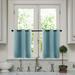 Blackout Tier Curtains 24 inch Room Darkening Kitchen Tiers Bathroom Short Sky Blue Curtain Triple Weave Small Cafe Curtains Half Window Treatment Set 2 Panels Grommet Top