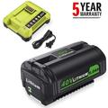 40V Replacement Battery & Charger Compatible for Ryobi 40 Volt Lithium-Ion Charger for Ryobi 40V Lithium-Ion Battery OP4040 OP4050A OP4026 OP4026A OP4030 OP4050