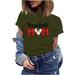 CZHJS Women s Short Sleeve Cute Tops for Mama Clearance Ladies Crewneck Mother s Day Leisure Baseball Lover Tunic Summer Vintage Shirts Baseball MOM Funny Letter Printing Army Green XXXL