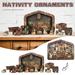 Vikakiooze Home Decor Nativity Puzzle With Wood Burned Design Wooden Jesus Puzzle Game Nativity Set