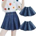 WIBACKER 1-10T Kids Girls Rivet Pleated Denim Skirts Jeans Skirt Mini Short Skirts