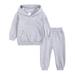 FRSASU Clearance Kid s Tracksuits 2 Piece Athletic Hoodie Tracksuit Set Activewear Solid Sweatshirt Sweatpant Sports Set Gray 12-13 Years