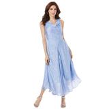 Plus Size Women's Sleeveless Burnout Gown by Roaman's in Pale Blue Burnout Blossom (Size 32 W)