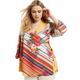 Plus Size Women's Faux-Wrap Kimono Top by June+Vie in Multi Tropical Stripe (Size 26/28)