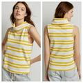 Anthropologie Tops | Anthropologie Maeve Cowl Neck Yellow Striped Sleeveless Top Sz S | Color: White/Yellow | Size: S