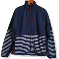 J. Crew Jackets & Coats | J Crew Nordic Fleece Blue Grey Stripe Full Zip Jacket Size L | Color: Blue/Gray | Size: L