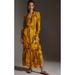 Anthropologie Dresses | Anthropologie Farm Rio Tiered Tropical Print Maxi Dress Long Sleeve Yellow Size | Color: Yellow | Size: Xxs