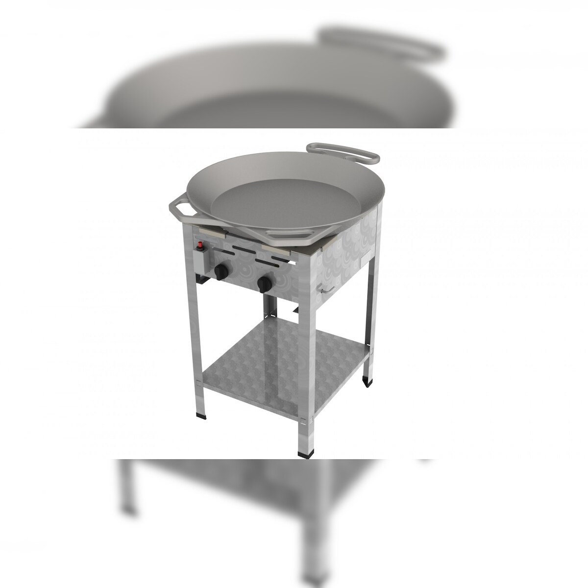 ChattenGlut Hockerkocher HK3000E 2-flammig 9 KW mit Ø 65 cm Eisengusspfanne Image