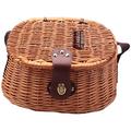 Peukerty Wicker Basket Fishing Creel Trout Perch Cage Tackle Fisherman Box Outdoor Classical Willow Trout Fishing Creel Basket