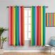 LTHCELE Blackout Curtains for Bedroom - Color line rainbow fashion - 3D Print Pattern Eyelet ​Thermal Insulated - 86 x 85 inch - 90% Blackout Curtains for Kids Boys Girls Playroom
