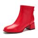 Poorevill Womens Ankle Boots Block Mid High Heel Zippers Ladies Round Toe Casual Party Shoes Booties YA Red Tag 43- UK 8.5