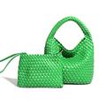 LEGVAEY Vintage Handmade Fashion Woven Bag Shopper Bag Travel Handbags and Purses Women Tote Bag Summer Beach Large Capacity Shoulder Bags (green)