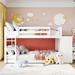 Full over Full Bunk Bed Bedroom Solid Wood Kids' Beds with 4 Drawers and 3 Shelves