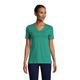 Linen/Cotton V-neck T-shirt, Women, size: 10-12, regular, Green, Cotton/Linen, by Lands' End