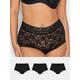 Yours 3 Pack Lace Short, Black, Size 26-28, Women