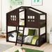 Twin over Twin House Shaped Bunk Bed with Ladder and Fence Shaped Wood Bed