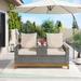 Outdoor Patio Sofa Adjustable Loveseat with Storage Armrest