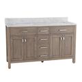 Randolph Morris Mason Hill 60 Inch Oak Vanity with Rectangular Undermount Sinks - Gray Oak RM260GY-1SWH