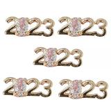 Hesroicy 5Pcs Rabbit Nail Decors Shining Paste Easily Three-dimensional DIY Zircon 2023 Bunny Year Bow Pendant Nail Charms for Girl