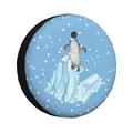 DouZhe Waterproof Spare Tire Cover Cartoon Cute Penguin Snow Animal Prints Adjustable Wheel Covers Fit for Jeep Trailer RV SUV Car 14 inch
