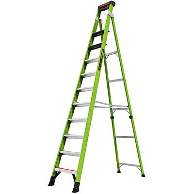 Little Giant Sentinel 12' Type 1AA Green Fiberglass Step Ladder / Leaning Ladder with Wall Pad 15912-002 - 375 lb. Capacity