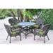 Jeco W00215-D-G-FS029 5 Piece Windsor Espresso Wicker Dining Set with Green Cushion