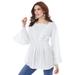 Plus Size Women's Angel-Sleeve Eyelet Tunic. by Roaman's in White (Size 32 W)