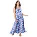 Plus Size Women's Sleeveless Sweetheart Dress by June+Vie in Blue Flowy Abstract (Size 18/20)