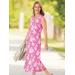 Appleseeds Women's Tropical Floral Boardwalk Knit Maxi Dress - Pink - PM - Petite