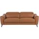 Modern Living Room Leather Sofa Adjustable Headrest Golden Brown Narwik - Brown