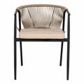 Lot de 4 chaises de jardin en acier et corde naturel et noir